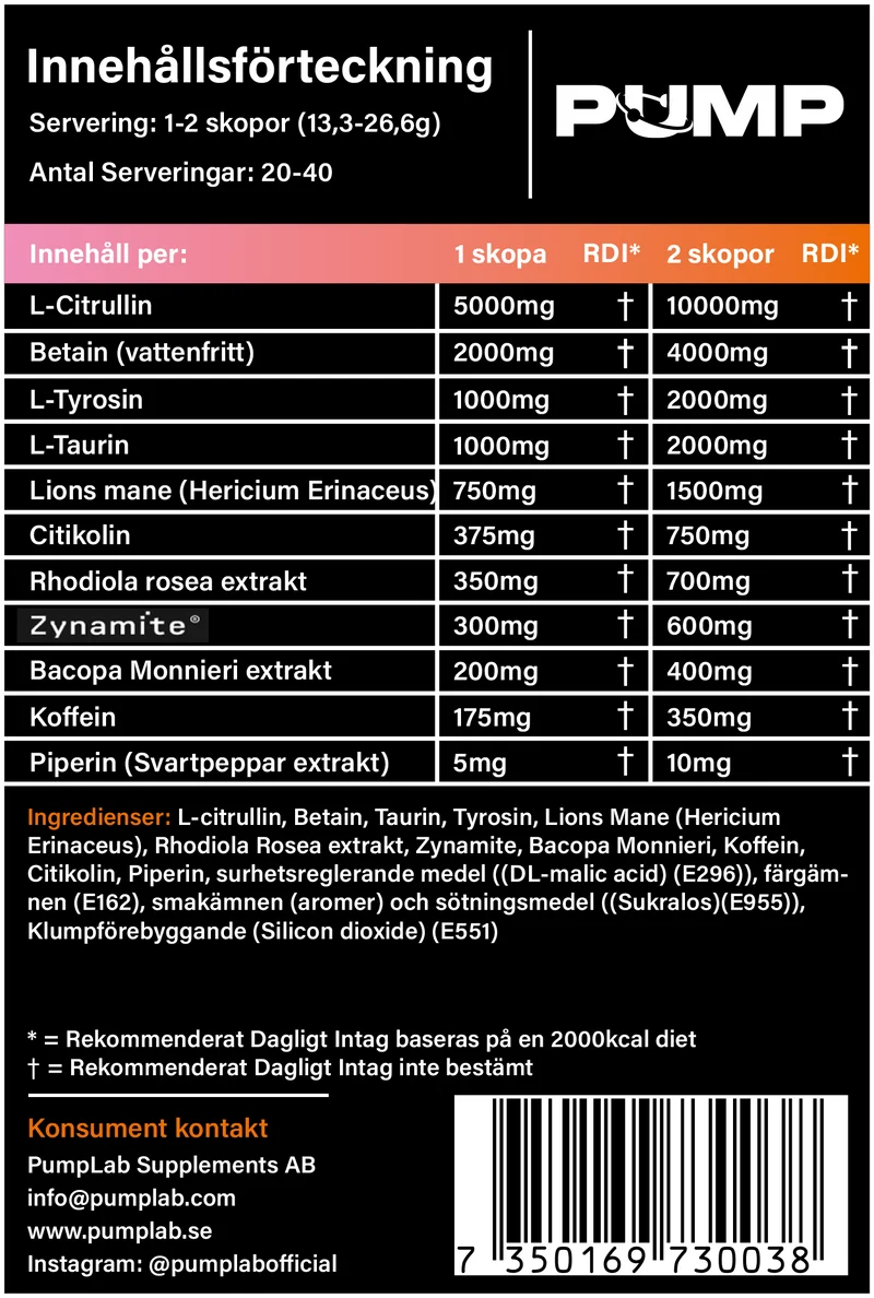 Luminite, Beta Alanin Free PWO - Pumplab
